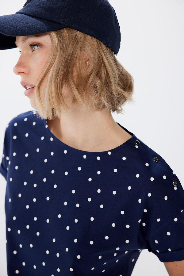 Springfield Camiseta estampada botones hombro azul