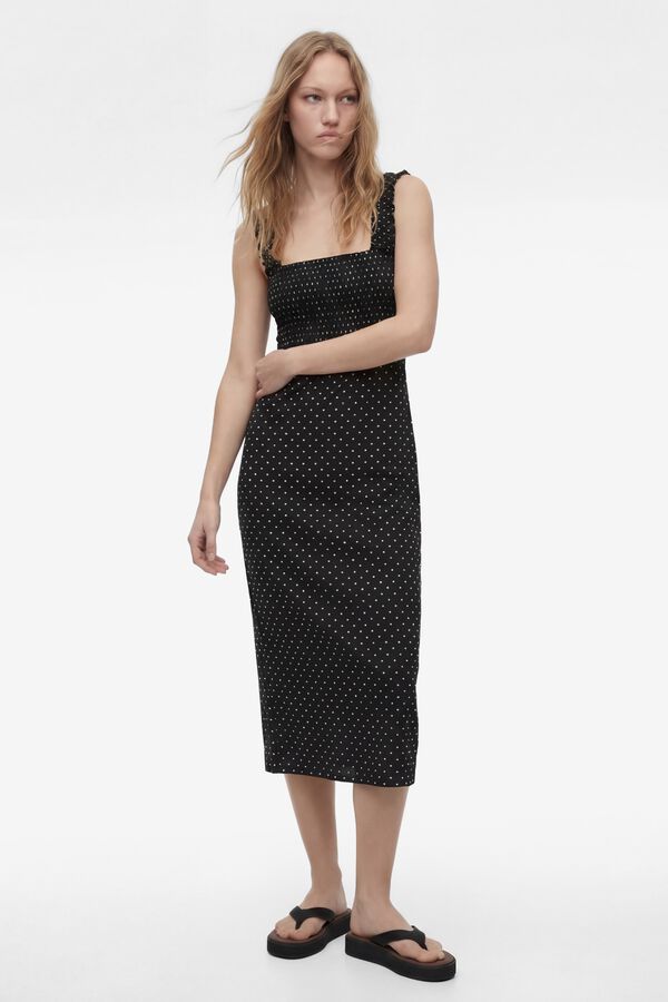 Koton Vestido midi de bolinhas preto