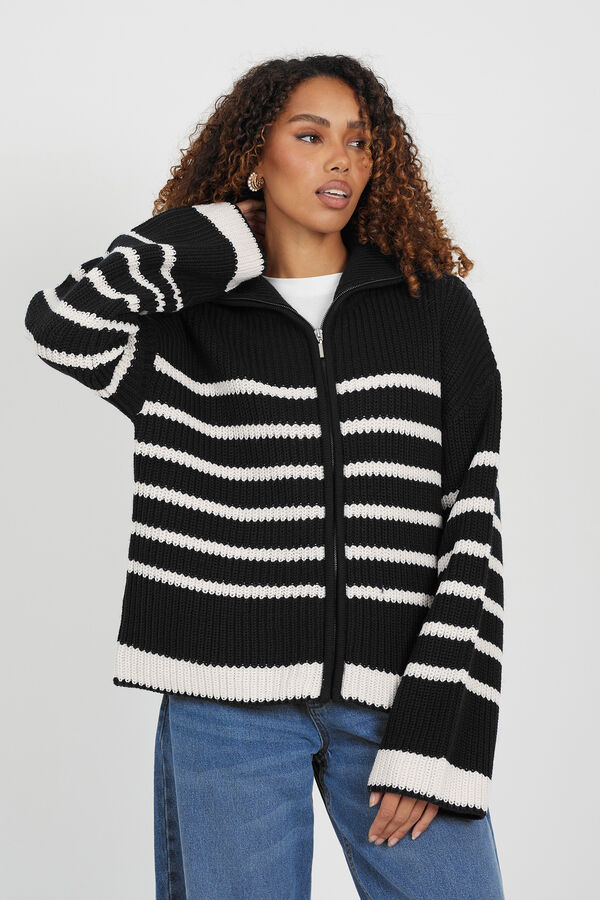Brave Soul Chaqueta de punto a rayas negro