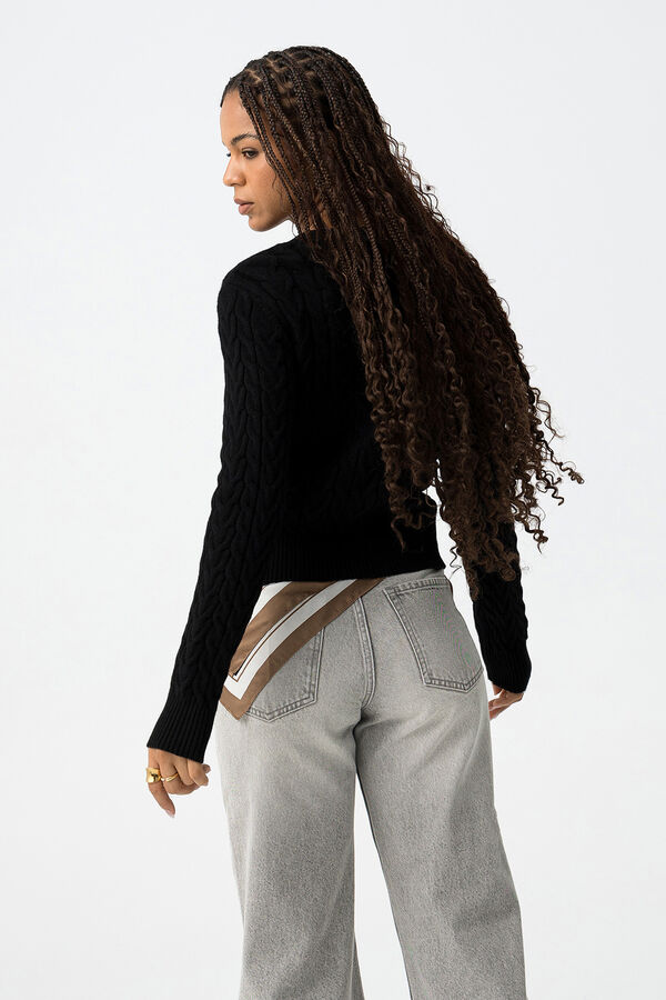 Tiffosi C&aacute;rdigan Slim Punto de Cable negro