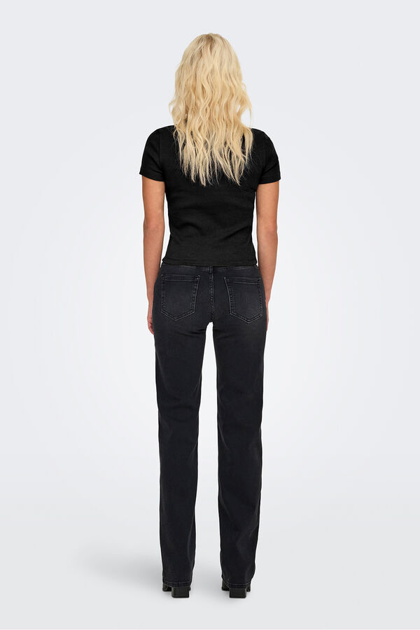 Only Camiseta crop de canal&eacute; negro