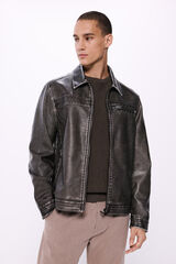 Springfield Jaqueta motard com efeito pele lavado cru