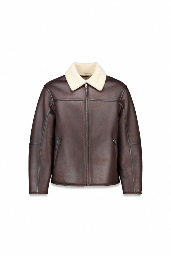 Springfield Blus&atilde;o aviador efeito camur&ccedil;a dupla face cru