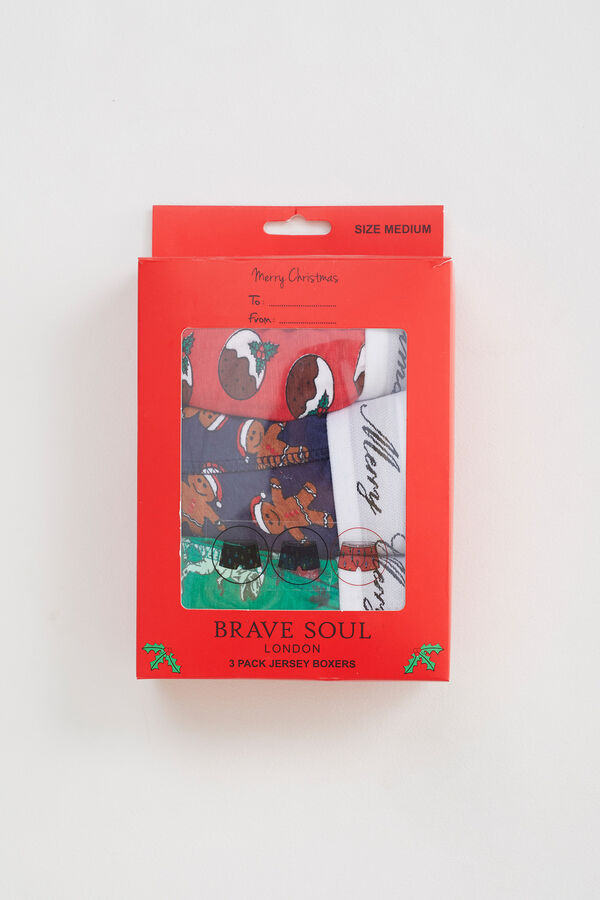 Brave Soul Pack de 3 boxers con estampado blanco