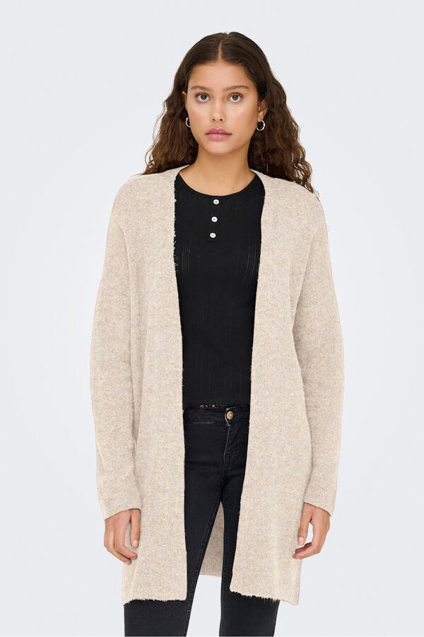 Only Casaco de malha midi aberto bege