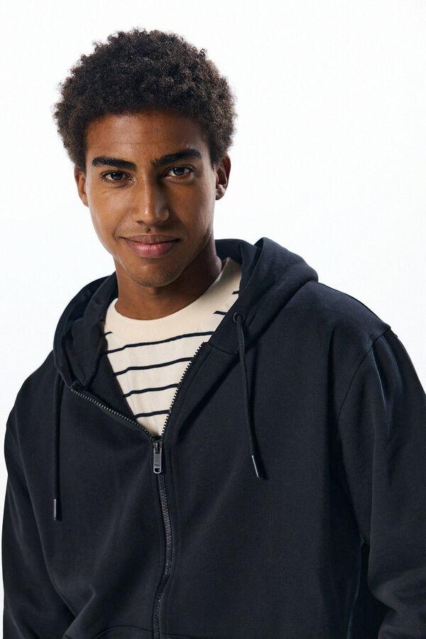 Springfield Sweatshirt b&aacute;sica com fecho-&eacute;clair preto