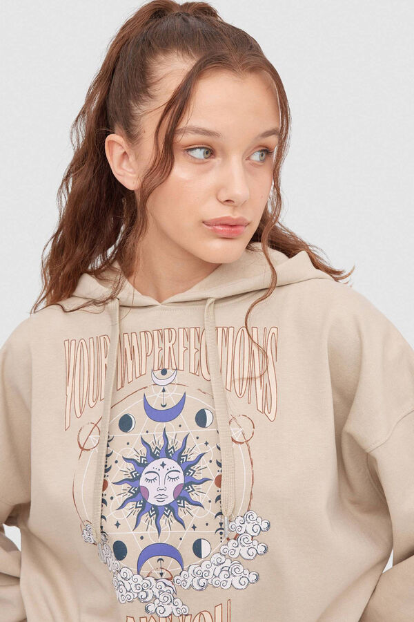 Inside Sweatshirt Capuz com Estampado cru