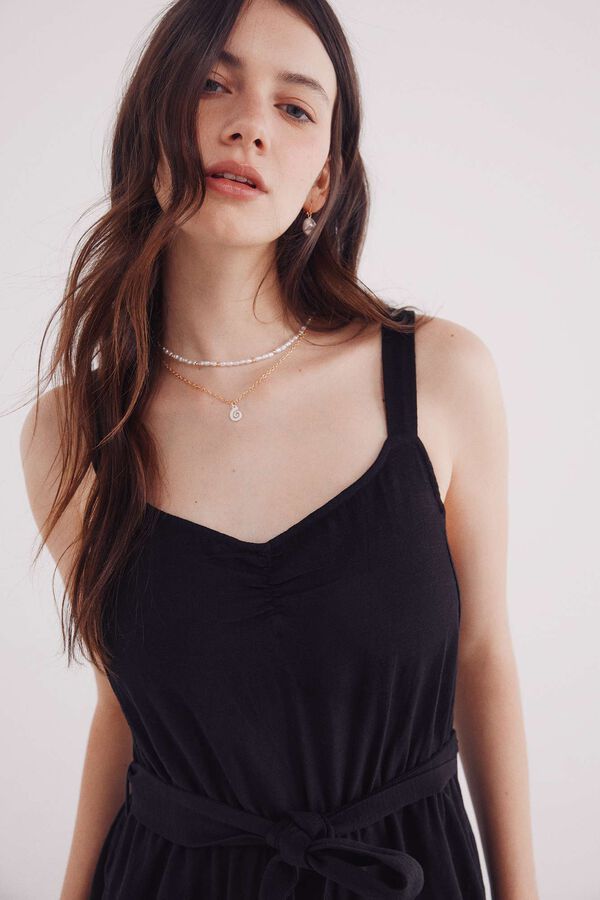 Springfield al&ccedil;as longo de algod&atilde;o com al&ccedil;a preto