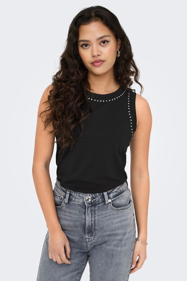 JDY Camiseta tirantes tachuelas negro