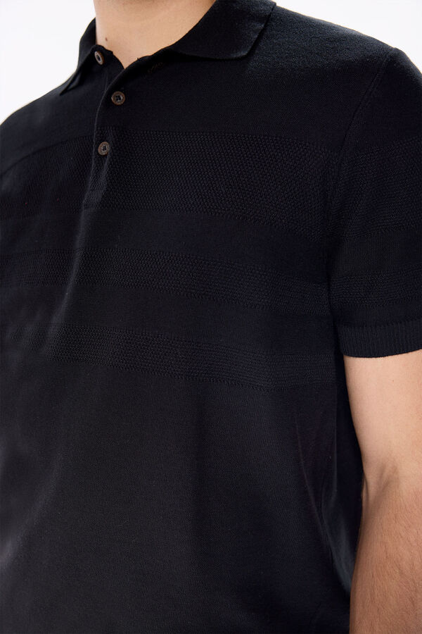 Springfield Jersey cuello polo botones negro