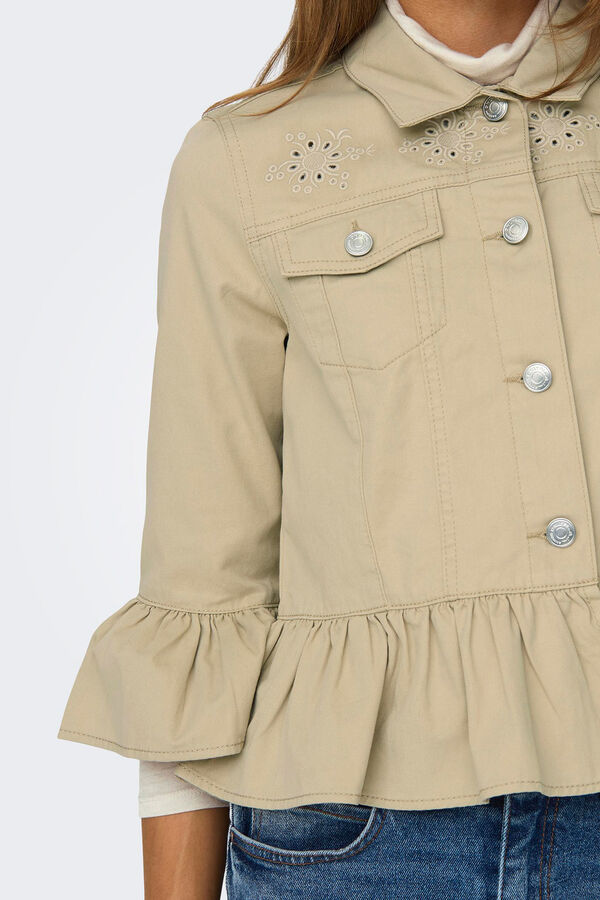 Only Chaqueta volantes beige