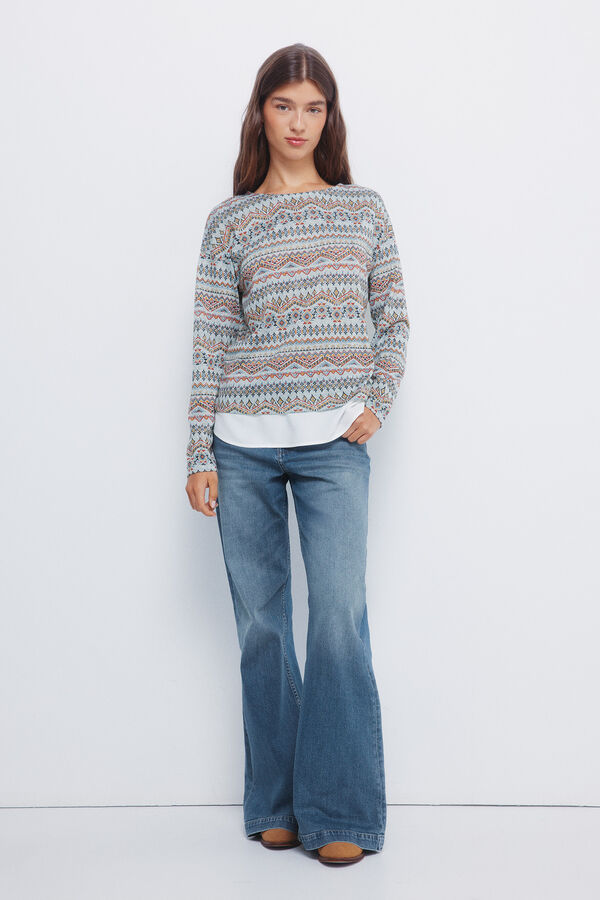 Springfield T-shirt estampada combinada  cinzento