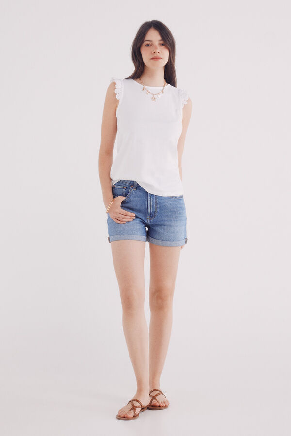 Springfield Camisa de crochet com babados estampado