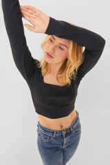 Jack & Jones Top de manga larga y escote cuadrado de mujer negro