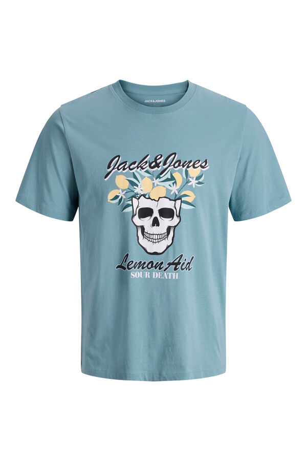 Jack & Jones T-shirt em algod&atilde;o estampada azul