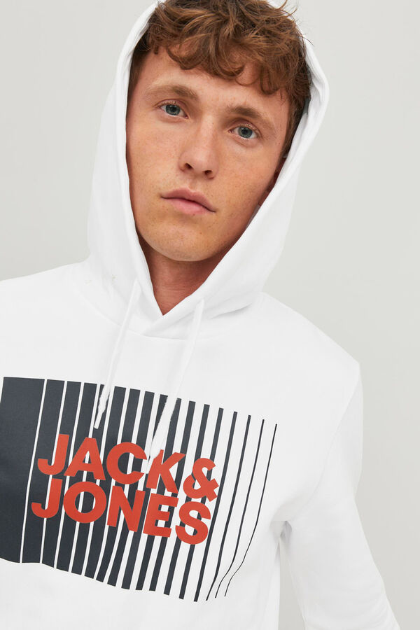 Jack & Jones Sudadera est&aacute;ndar fit capucha blanco