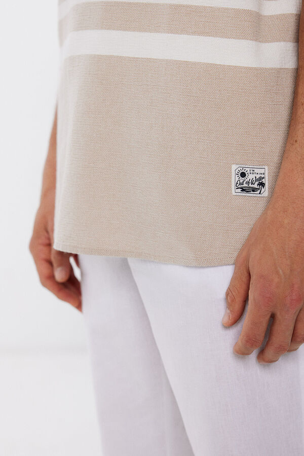 Springfield Camisa mao rayas horizontales beige