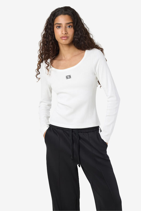 Noisy May camiseta basica manga larga blanco