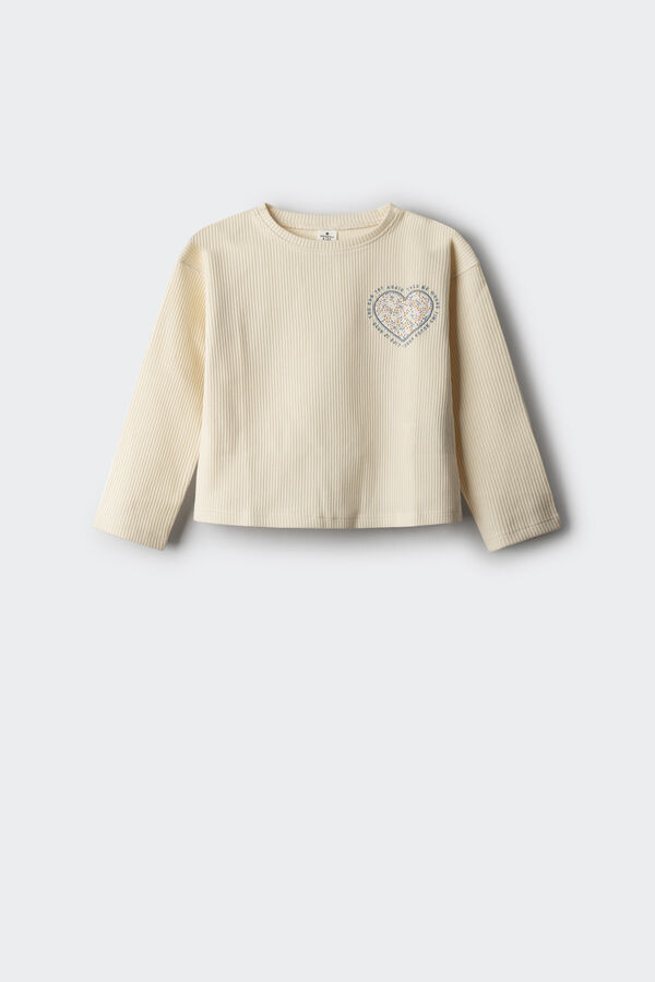 Springfield Kids Camiseta rib coraz&oacute;n ni&ntilde;a beige