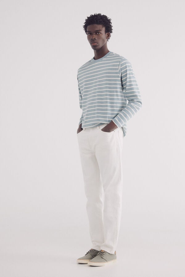 Springfield Camiseta manga manga comprida com listras tecidas azul