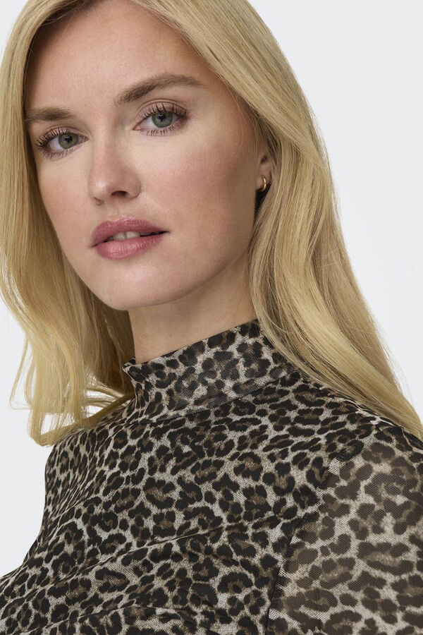 Only Top semitransparente ajustado gris