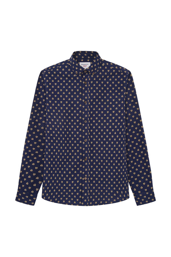 Springfield Camisa de linho estampada azul