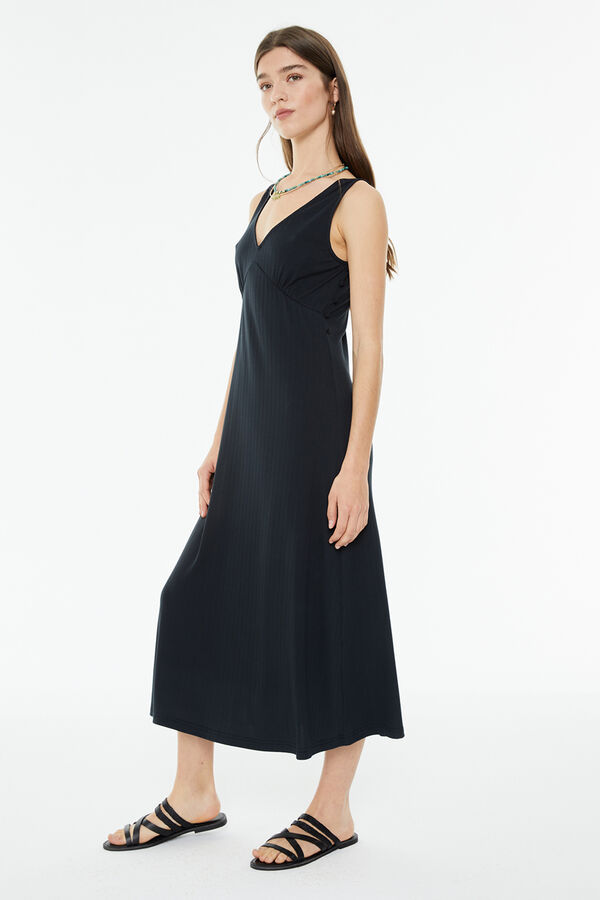 System Action Vestido longo mangas sem mangas preto