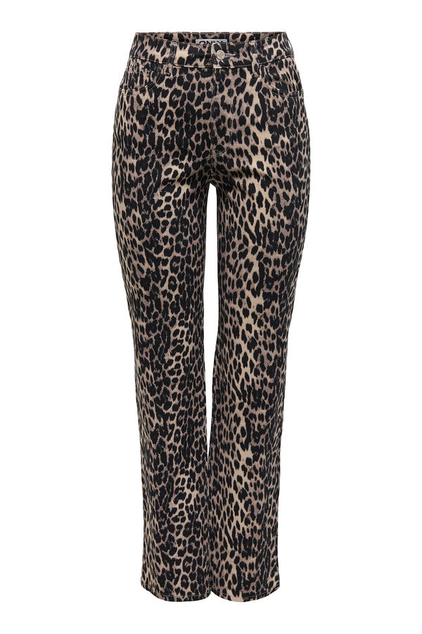 Only Calça reta com estampa animal preto