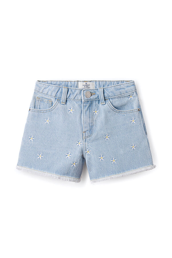 Springfield Kids Short denim bordado ni&ntilde;a azul