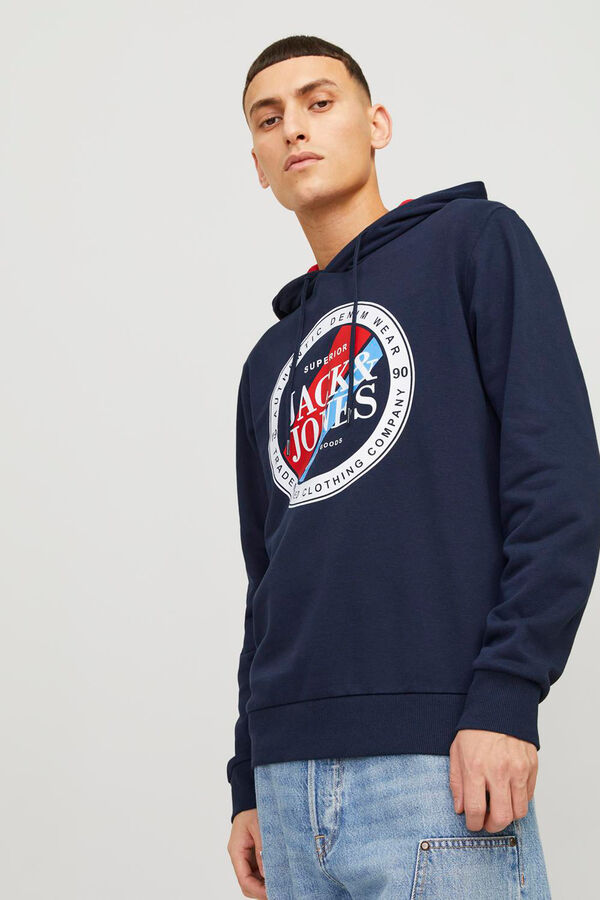 Jack & Jones Sweatshirt com capuz padr&atilde;o azul