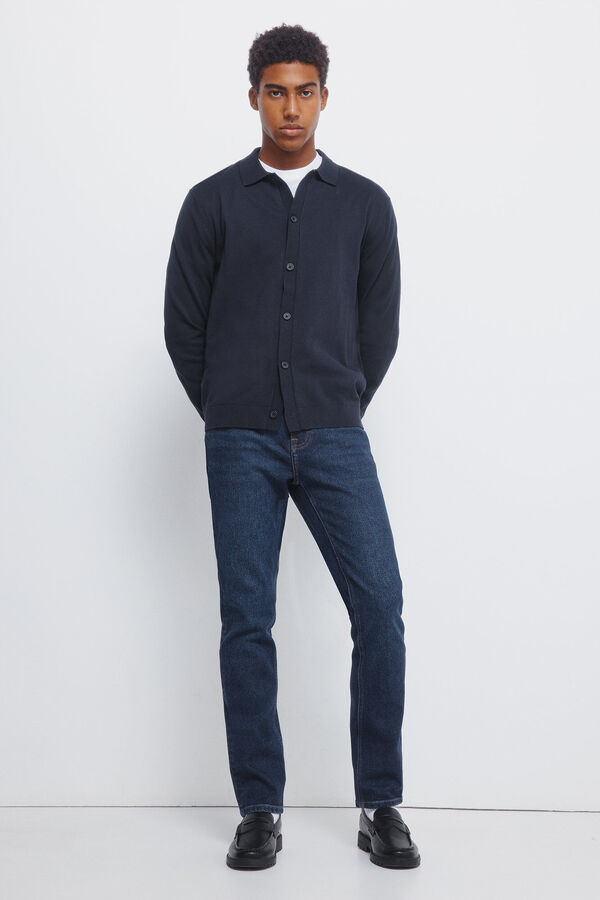 Springfield C&aacute;rdigan cuello polo botones azul