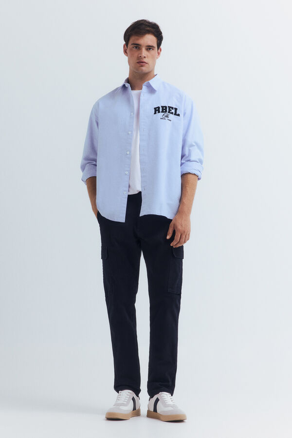 Springfield Camisa oxford bordado azul