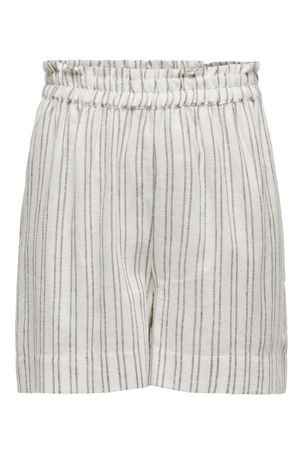 Only Calças curtas riscas linho branco