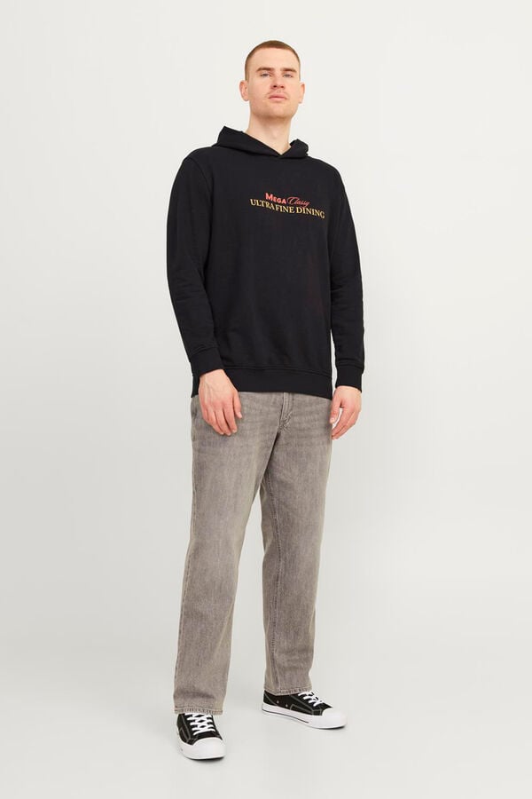Jack & Jones PLUS Sudadera capucha con dibujo estampado PLUS negro