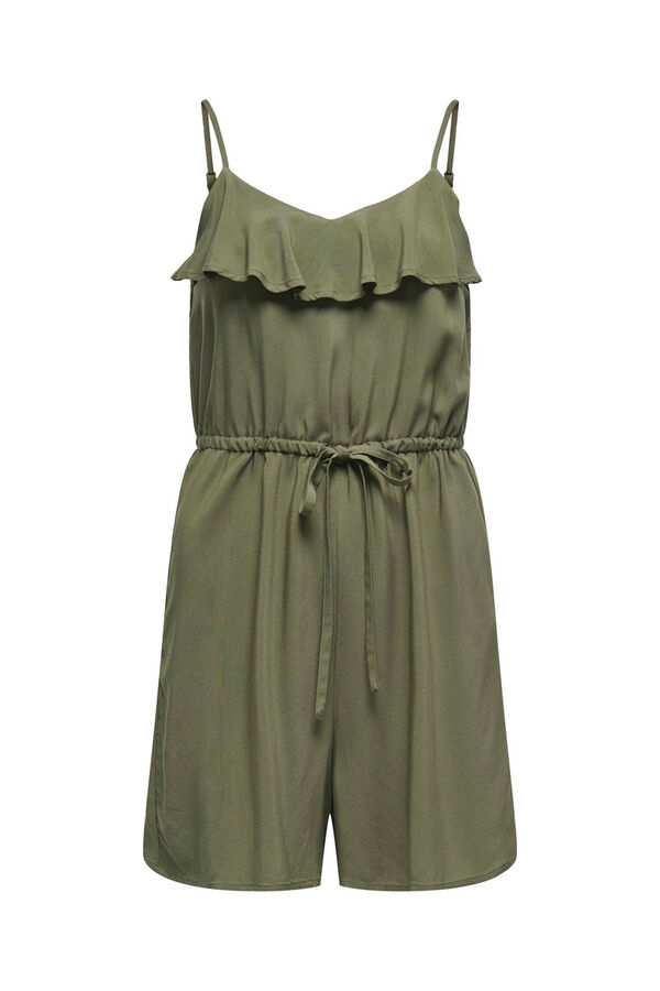 Only Macacão curto alças Caqui escuro