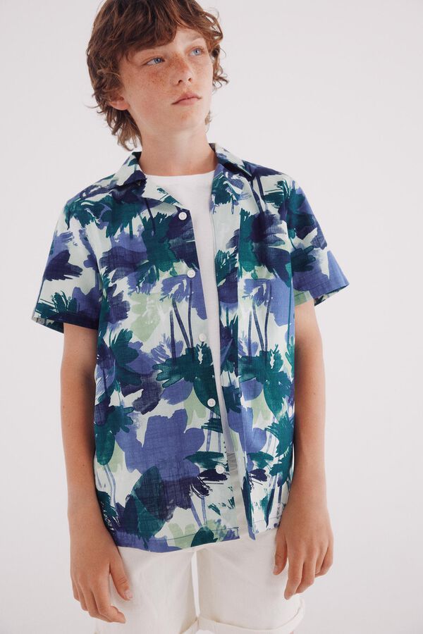 Springfield Kids Camisa flores niño azul