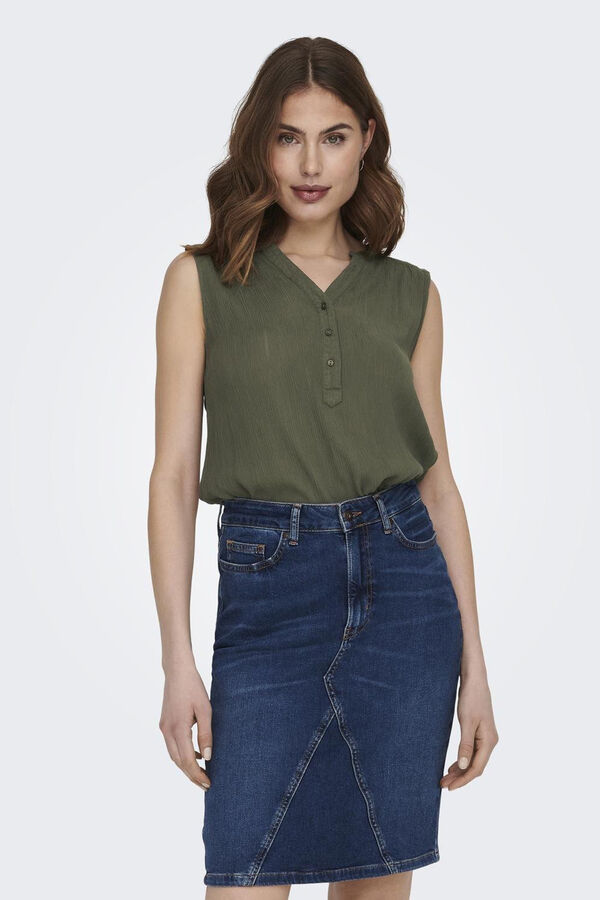 Only Blusa sem mangas verde