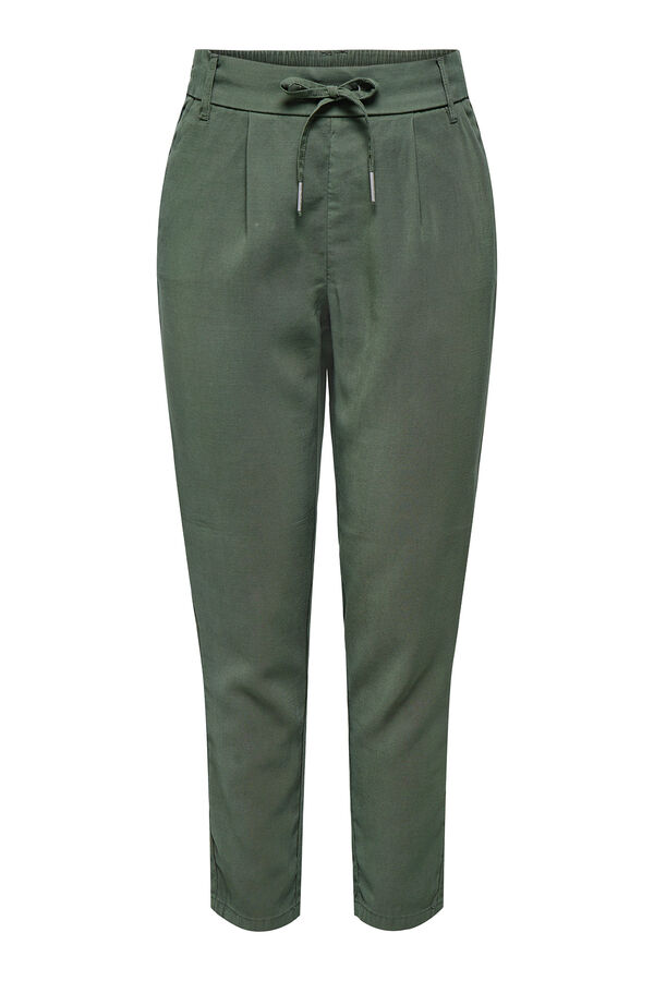 Only Pantal&oacute;n largo recto cintura alta el&aacute;stica gris