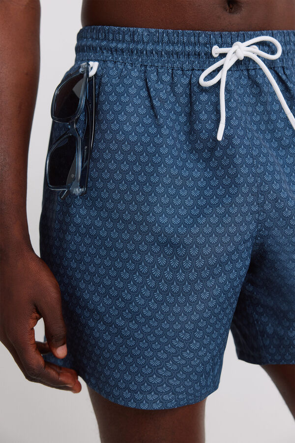 Springfield Fato de banho estampado mosaico bolso fecho-&eacute;clair azul