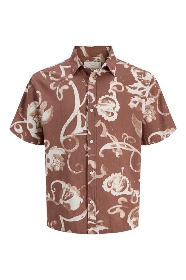 Jack & Jones Camisa relaxed fit estampada marr&oacute;n