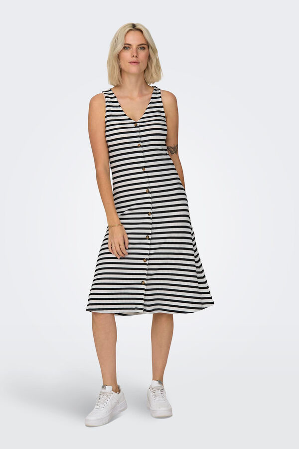 Only Vestido midi a rayas blanco