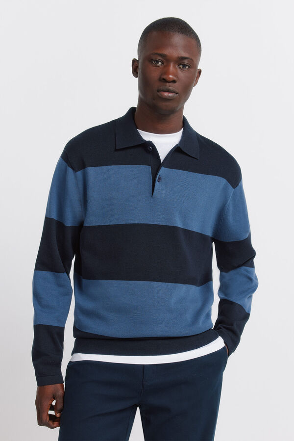Springfield Polo raya bloque color azul