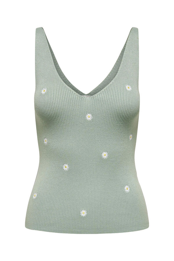 JDY Top de punto bordado verde