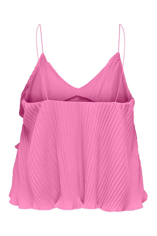 Only Top de al&ccedil;as com folhos vermelho