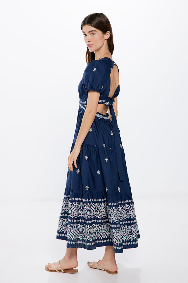 Springfield Vestido Midi Aberturas Laterales azul