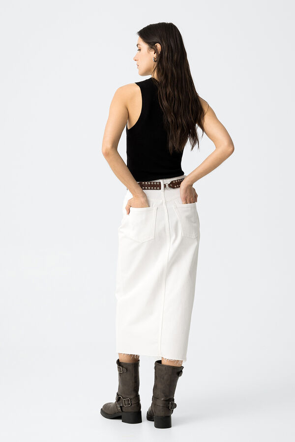 Tiffosi Falda Midi con Abertura Delantera blanco