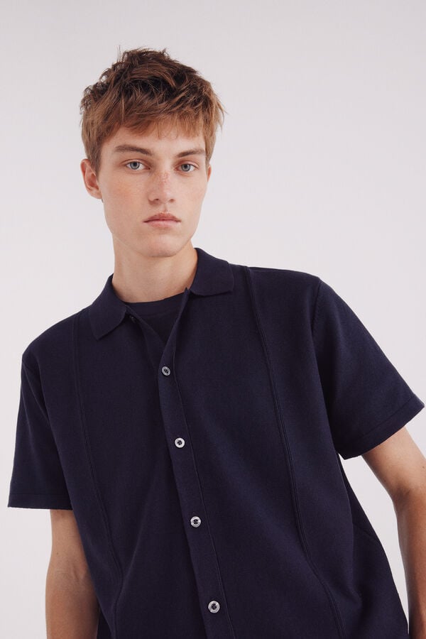 Springfield Cardigan de riscas manga curta verticalmente azul