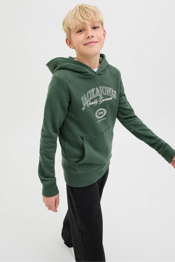 Jack & Jones Junior Sudadera logo con capucha verde