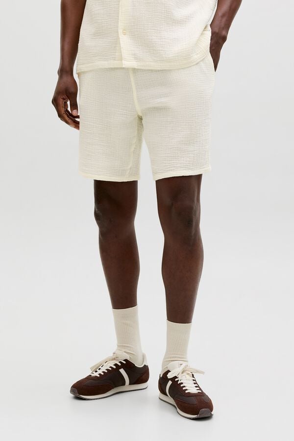 Jack & Jones Bermuda relaxed fit seersucker branco