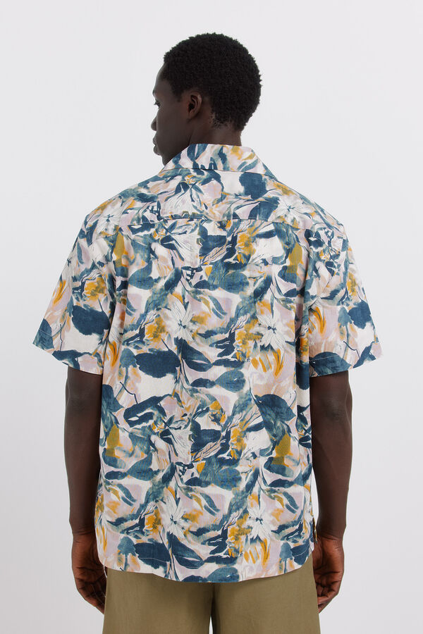 Springfield Camisa de linho de manga curta rosa